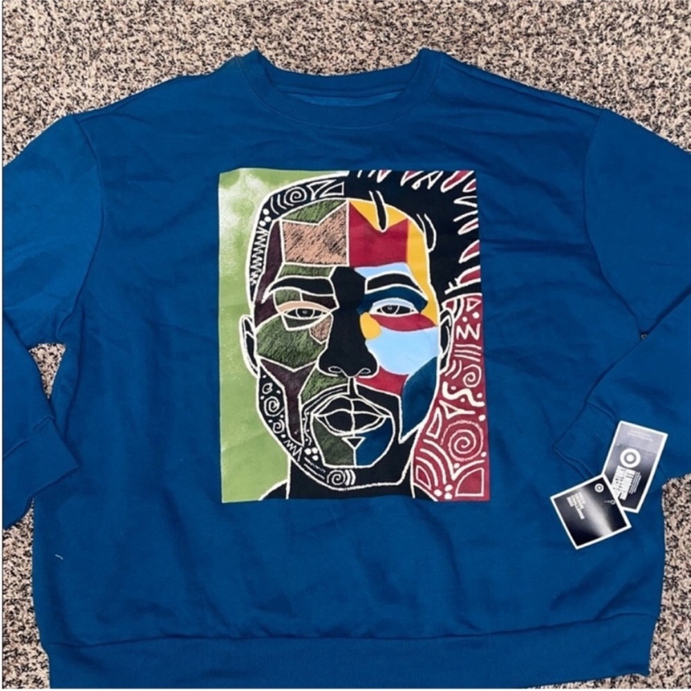 Target X Black History Month Unisex Blue Graphic Crewneck Sweatshirt XS NWT